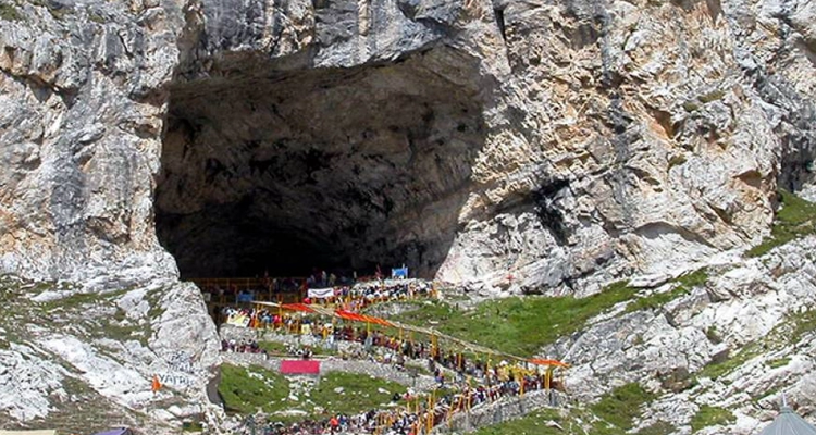 View Amarnath Cave with families during the Yatra to witness the divine ice Lingam of Lord Shiva.
