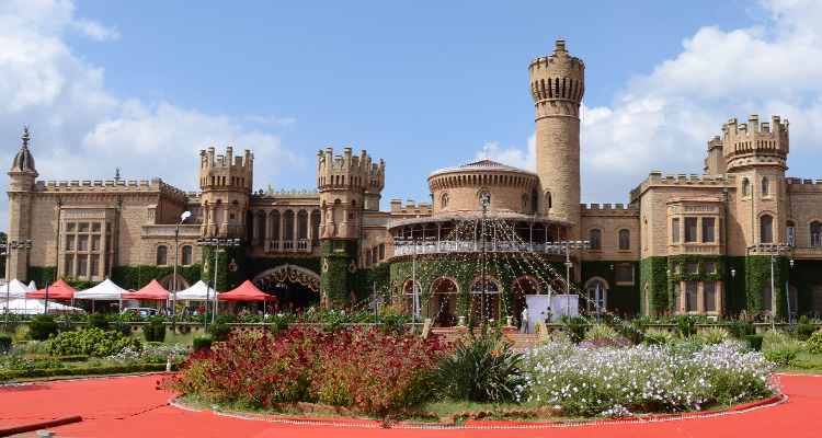Bangalore Palace, a historic royal residence in Karnataka, showcasing architecture & lush gardens.