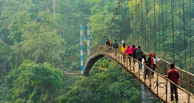 Visit Cherrapunji Meghalaya, known for heavy rainfall, stunning waterfalls, and Living Root Bridges.