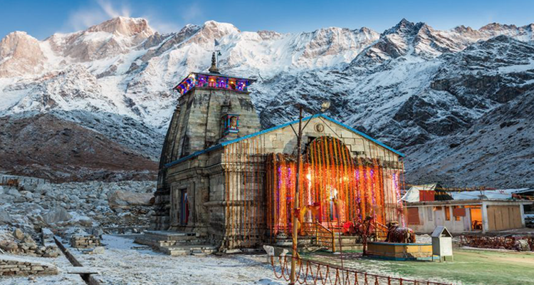 Journey to Kedarnath, a holy place of devotion, surrounded by breathtaking mountain views.