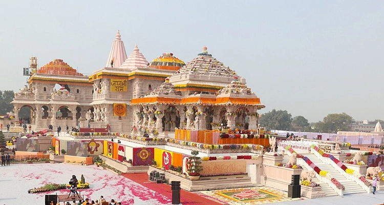Ram Janmabhoomi temple site in Ayodhya, an iconic spiritual center of Hindu faith and history
